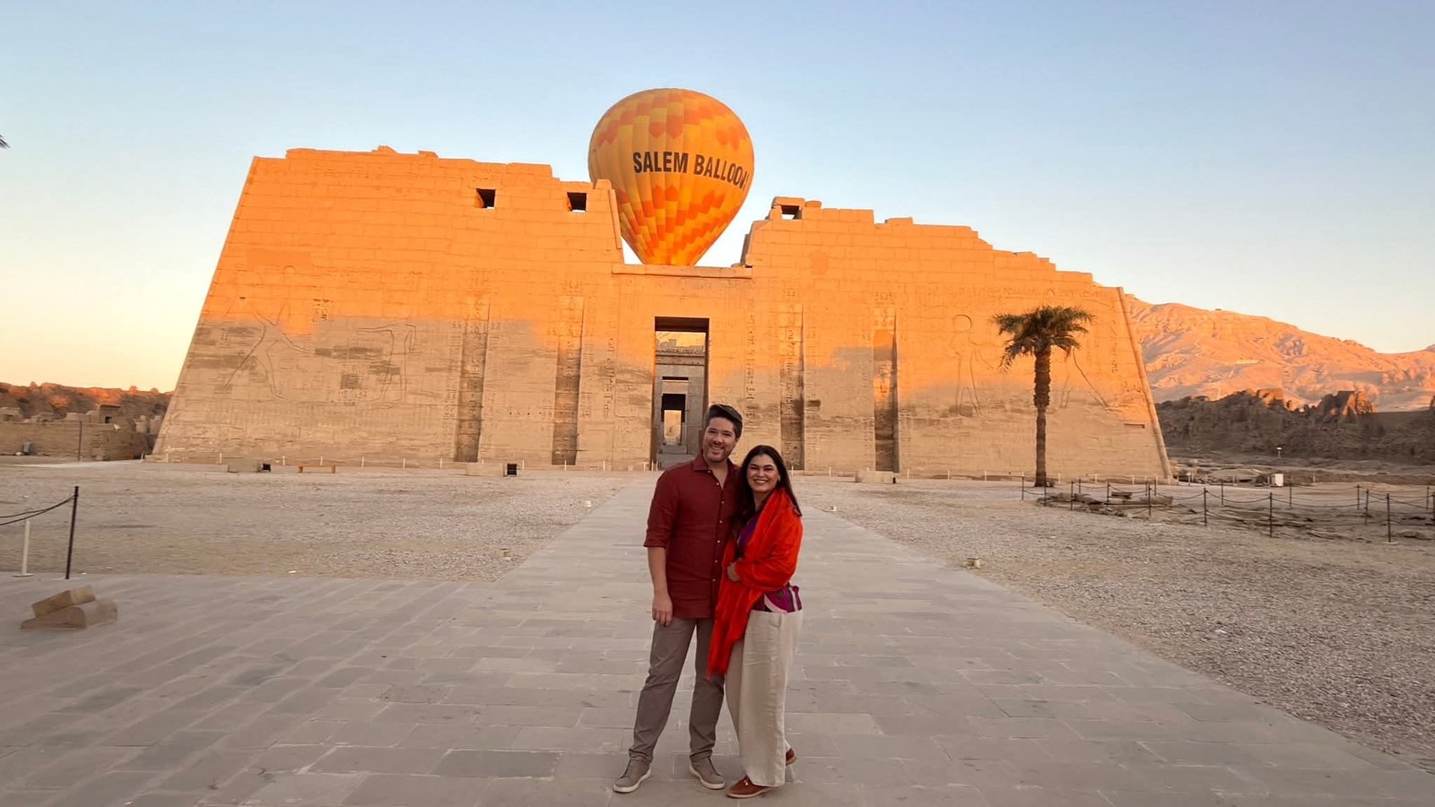 Hot air balloon flying above Luxor’s West Bank