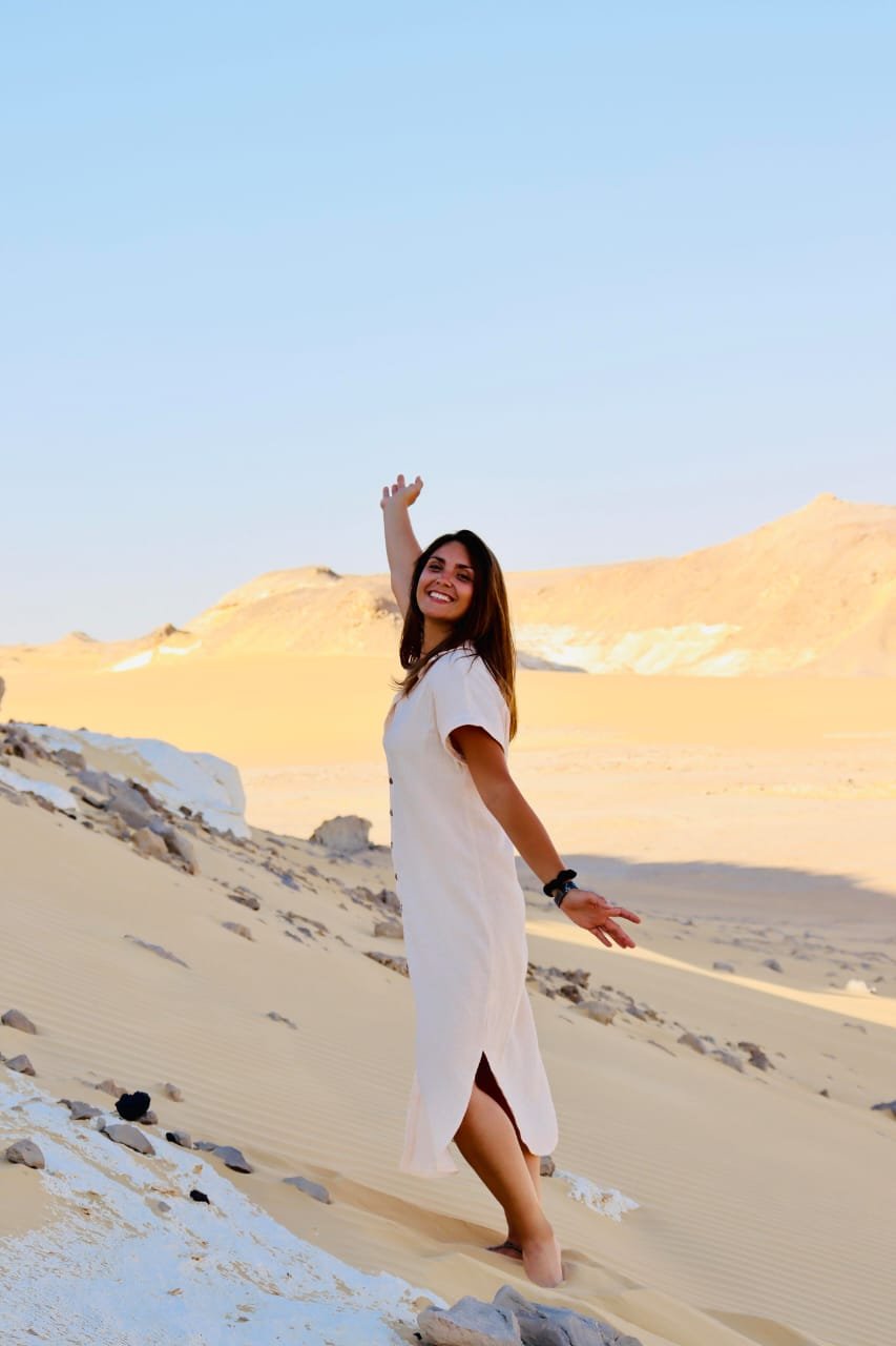 Traveller exploring Egypt's White Desert