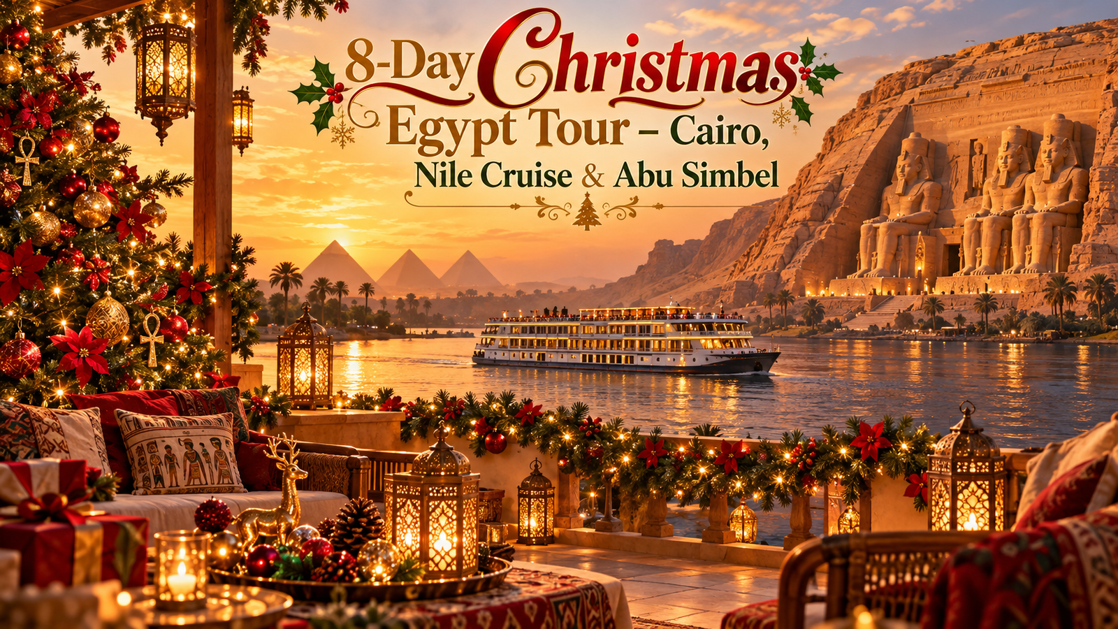 8-Day Christmas Egypt Tour with Cairo Nile Cruise and Abu Simbel