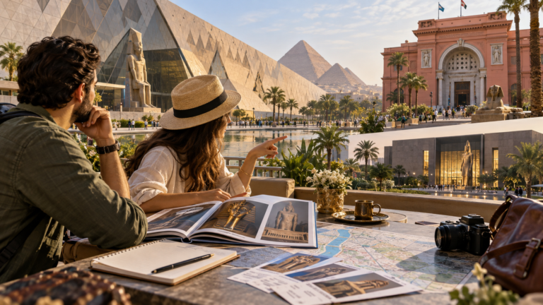 Travelers planning visits to the Grand Egyptian Museum, Egyptian Museum and NMEC in Cairo